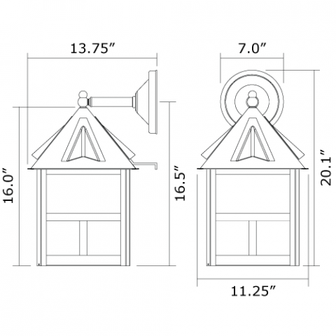 Cottage Lantern 12 in. Wide Straight Arm Exterior Wall Light
