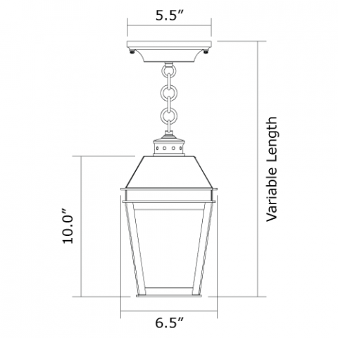 Provincial Lantern 6 in. Wide Chain Hung Exterior Pendant Light