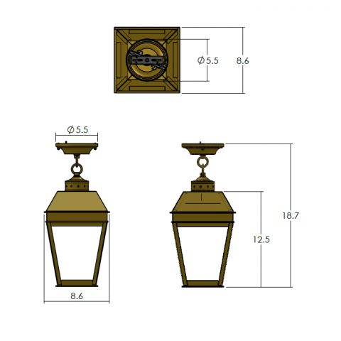 Provincial Lantern 9 in. Wide Chain Hung Exterior Pendant Light