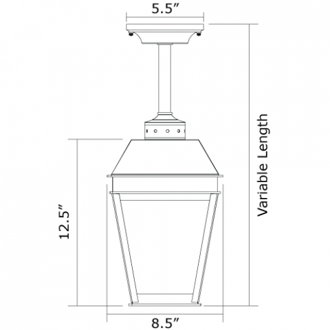 Provincial Lantern 9 in. Wide Solid Stem Exterior Pendant Light