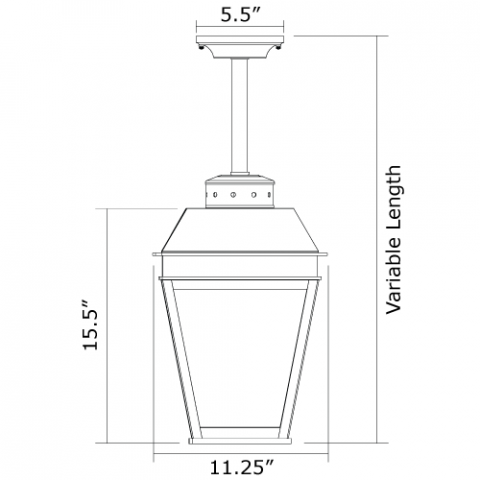 Provincial Lantern 11 in. Wide Solid Stem Exterior Pendant Light