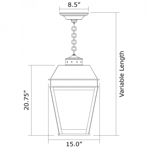 Provincial Lantern 15 in. Wide Chain Hung Exterior Pendant Light