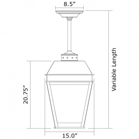 Provincial Lantern 15 in. Wide Solid Stem Exterior Pendant Light