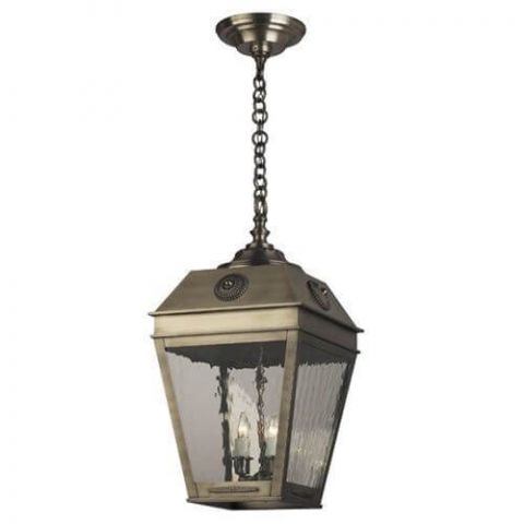French Country Lantern 11 in. Wide Chain Hung Exterior Pendant Light