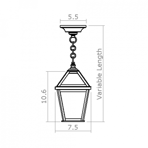 London Lantern 7 in. Wide Chain Hung Exterior Pendant Light