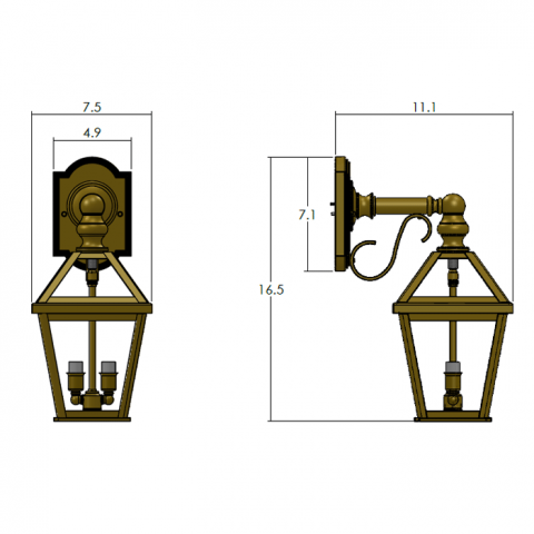 London Lantern 7 in. Wide Scrolled Drop Exterior Wall Light