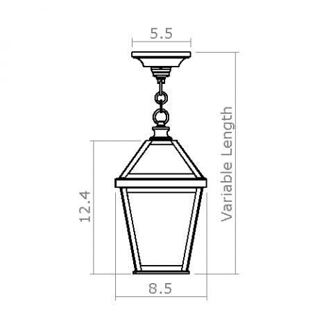 London Lantern 8 in. Wide Chain Hung Exterior Pendant Light