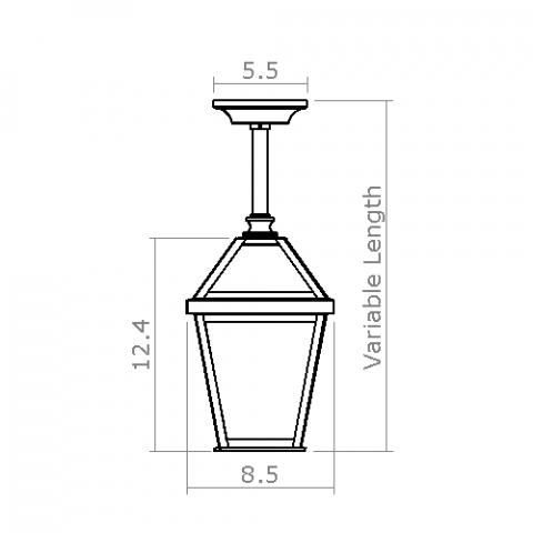 London Lantern 8 in. Wide Solid Stem Exterior Pendant Light