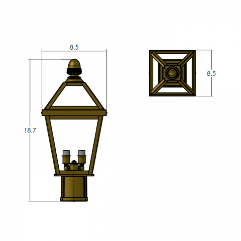 London Lantern 8 in. Wide Exterior Post Light