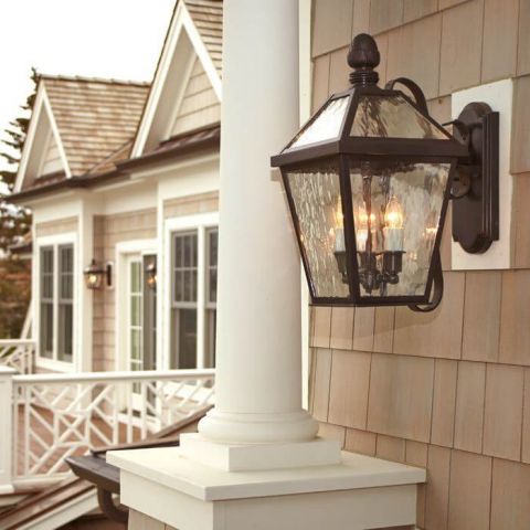 London™ Lantern 10 in. Wide Scrolled Arm Exterior Wall Light