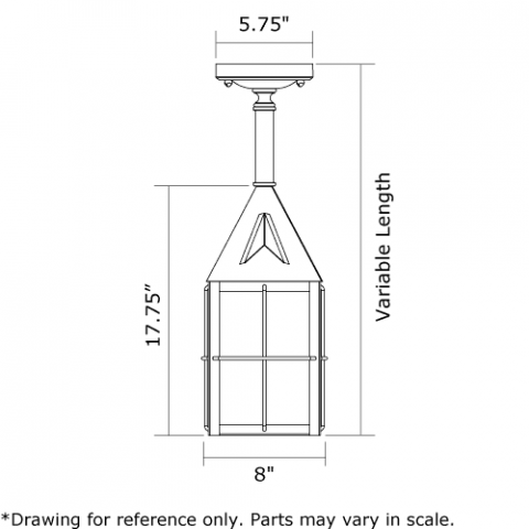 Lancaster Lantern 8 in. Wide Solid Stem Exterior Pendant Light