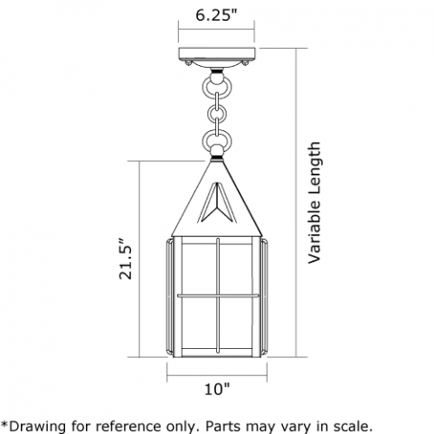 Lancaster Lantern 10 in. Wide Chain Hung Exterior Pendant Light