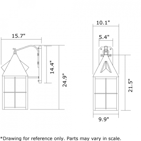 Lancaster Lantern 10 in. Wide Scrolled Hook Exterior Wall Light