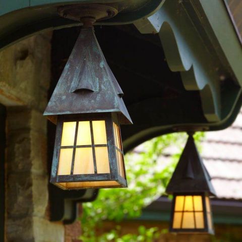 European Country™ Lantern 6 in. Wide Semi Flush Exterior Ceiling Light