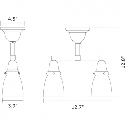 Glen Ellyn Two Light Pendant with 2-1/4 in. shade holders down
