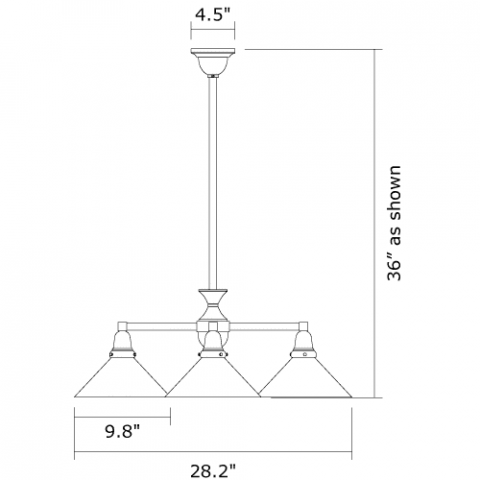 Glen Ellyn Four Light Chandelier with 2-1/4 in. shade holders down