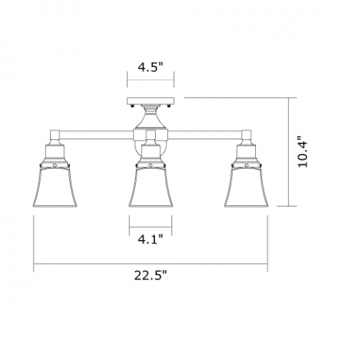 Oak Park Four Light Semi Flush Ceiling Fixture with 2-1/4 in. Shade Holders