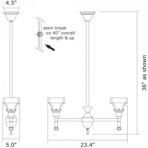 Wentworth Two Light Chandelier with 2-1/4 in. shade holders