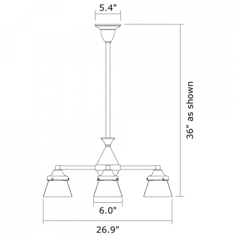 Golden Gate Four Light Chandelier with 4-1/4 in. shade holders down