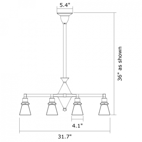 Golden Gate Eight Light Chandelier with 2-1/4 in. shade holders down