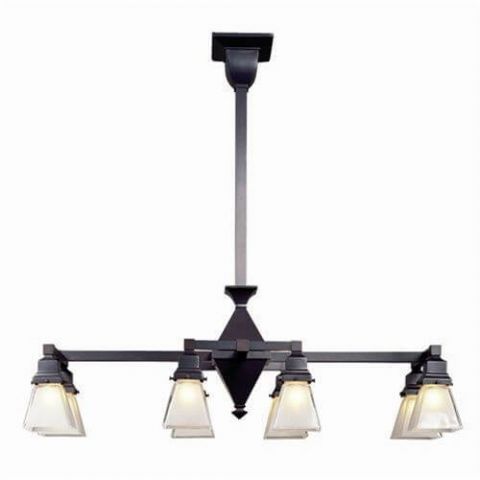 Golden Gate™ Eight Light Rectangular Chandelier with 2-1/4 in. shade holders down
