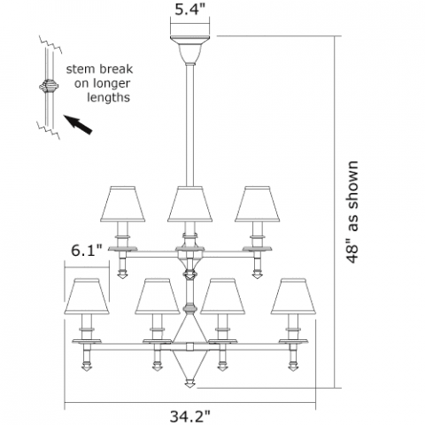 Wentworth Twelve Light Two Tier Chandelier with electric candles