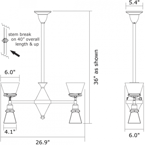 Summit Four Light Gas-Electric Chandelier with 2-1/4 in. & 4-1/4 in. shade holders