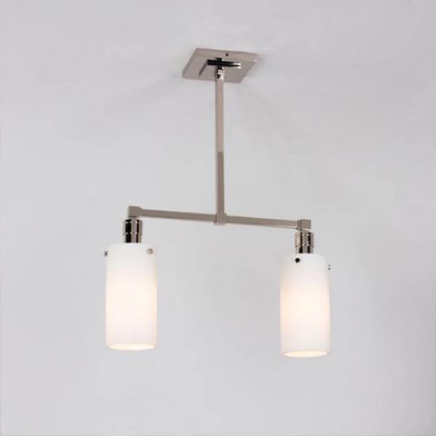 Two Light Polished Nickel Tribeca Pendant with glass cylinder shades