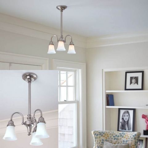 Three Light Solid Stem Chandelier