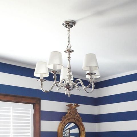 Five Light Cast S Arm Chandelier with Shades