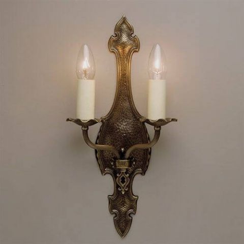 Kelmscott™ Two Light Curved Arm Sconce with electric candles