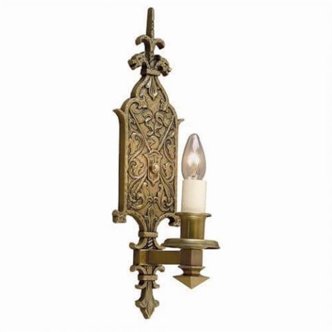 Tudor Dragon™ One Light Straight Arm Sconce with electric candle