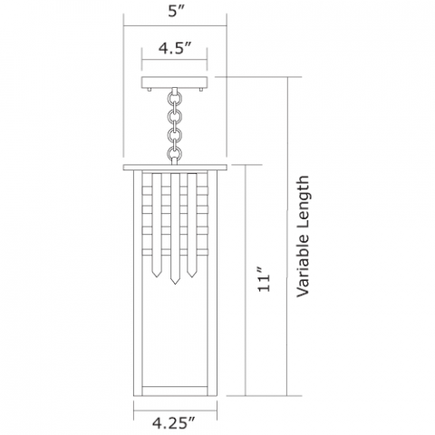 Castle Gate Lantern 5 in. Wide Chain Hung Exterior Pendant Light