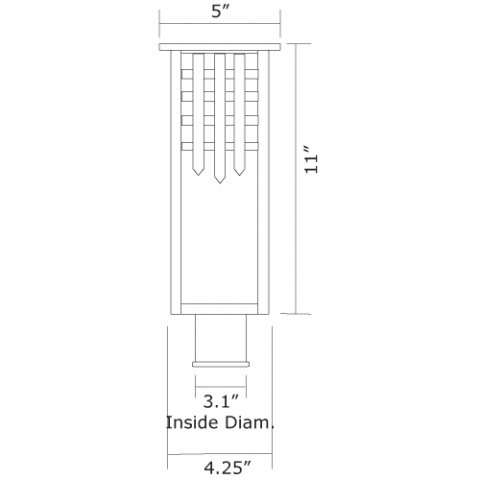 Castle Gate Lantern 5 in. Wide Exterior Post Light Line Voltage