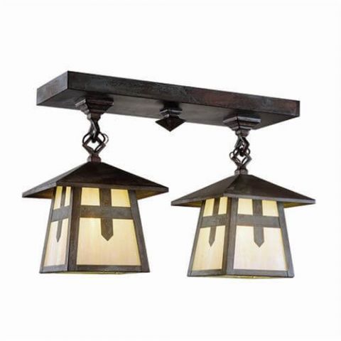 Stamford™ Two Light Chain Link Rustic Ceiling Fixture