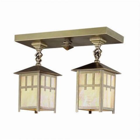 Craftsman Lantern™ Two Light Chain Link Ceiling Fixture