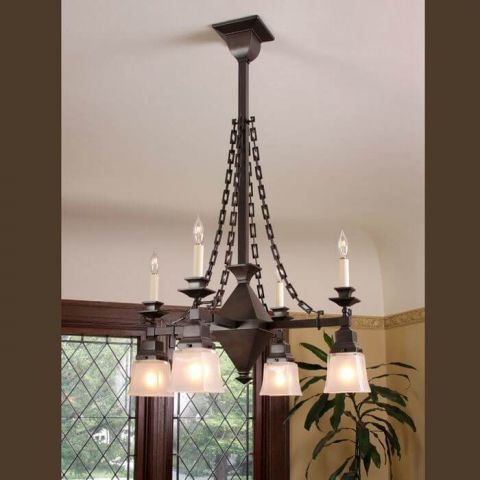 Summit™ Eight Light Chain Link Chandelier with 2-1/4 in. shade holders & candles