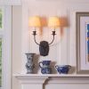 Two Light Sconce with gracefully curved arms and electric candles