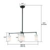Tribeca Semplice Four Light Rectangular Modern Chandelier with glass shades down