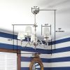 Five Light Cast S Arm Chandelier with Shades
