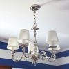 Five Light Cast S Arm Chandelier with Electric Candles